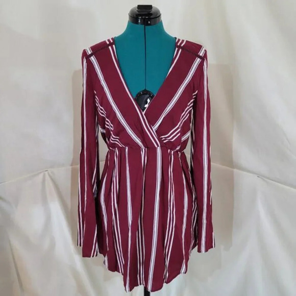 The Jetset Diaries Red Striped Faux Wrap Dress - Size Medium - Picture 3 of 10